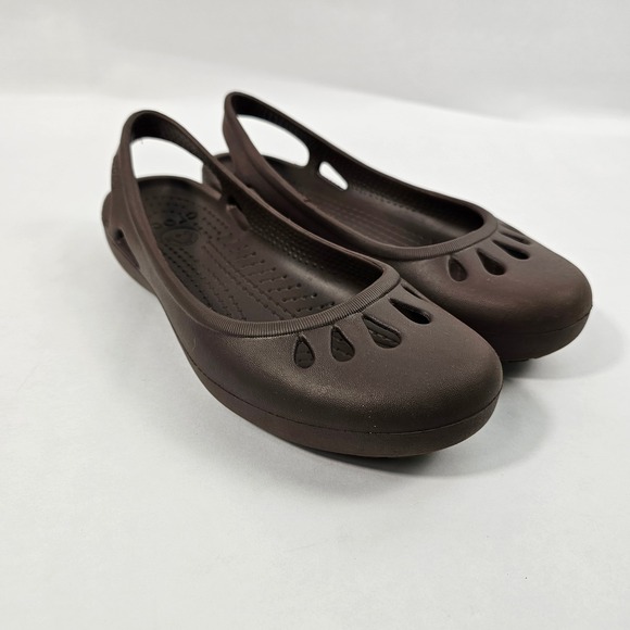 CROCS Shoes - Crocs Womens Shoes Kadee II Ballet Flats Slip On Rubber Water Sandals Brown Sz 7